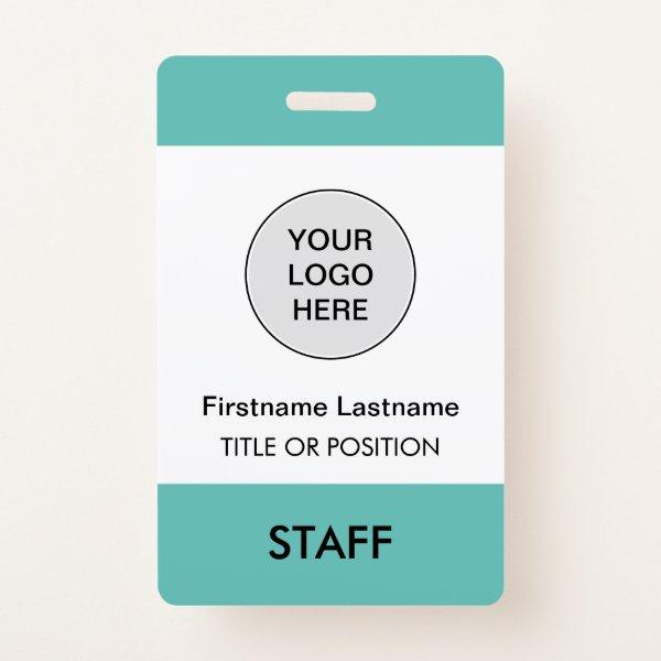 Light Teal Company Logo Employee Name Badge