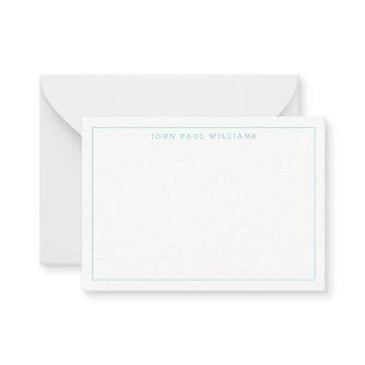 Light Teal Green Professional Simple Thin Border Note Card