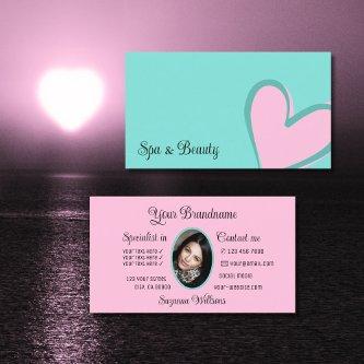 Light Teal with Gorgeous Pink Heart and Photo Cute