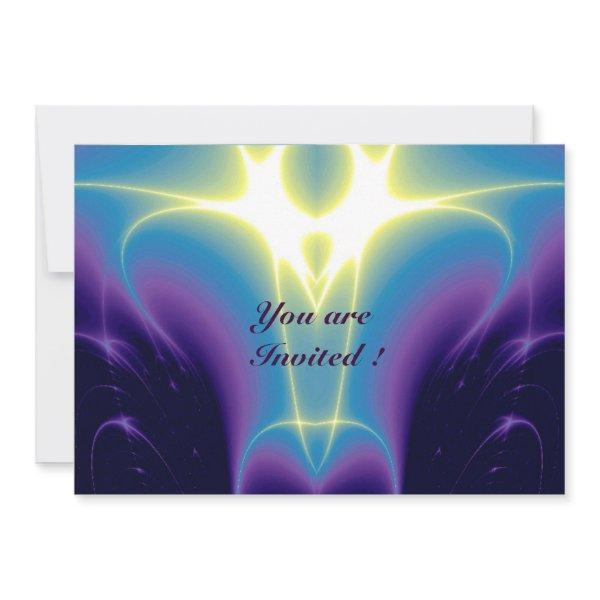 LIGHT WAVES ,Blue,Purple,White Invitation