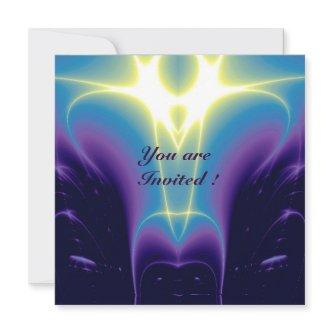 LIGHT WAVES ,Blue,Purple,White Invitation