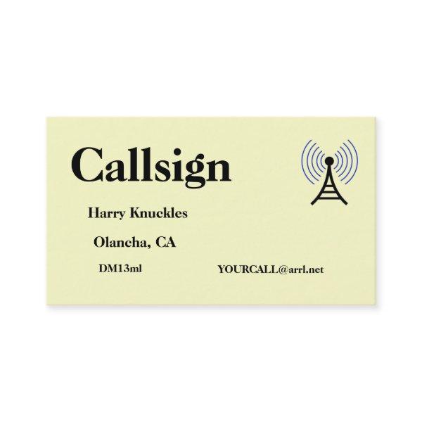 Light Yellow Amateur Radio Call Sign