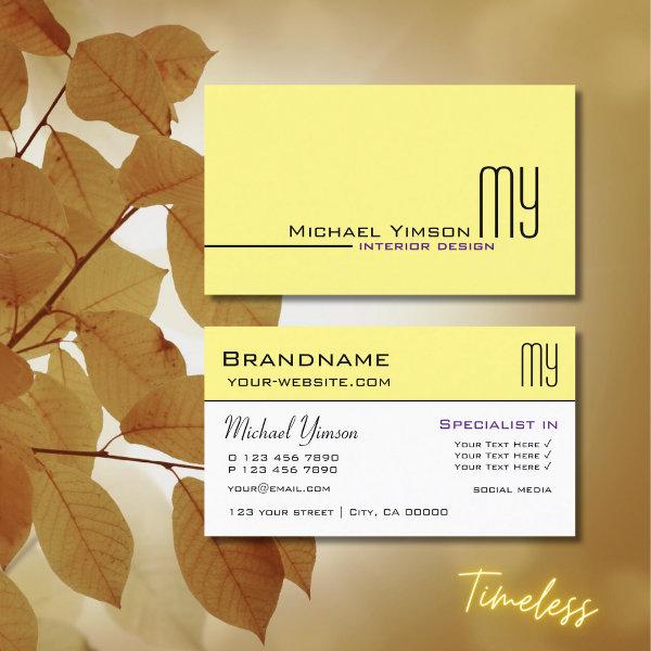 Light Yellow and White with Initials Professional