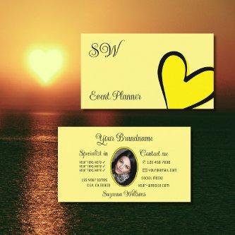 Light Yellow Cute Heart with Monogram and Photo