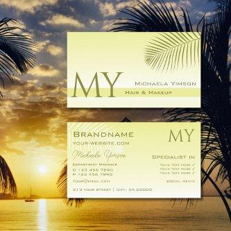 Light Yellow Gradient and Palm Leaf with Monogram