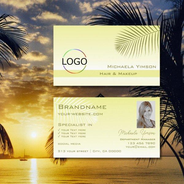 Light Yellow Gradient Palm Leaf Logo and Photo