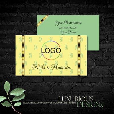 Light Yellow Sage Green with Logo Letter Patterns