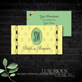 Light Yellow Sage Green with Patterned Monogram