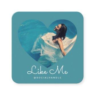 Like Me Blue Photo Heart Frame Girly Social Media Square