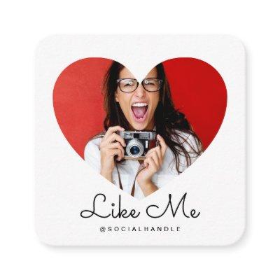 Like Me White Photo Heart Frame Girly Social Media Square