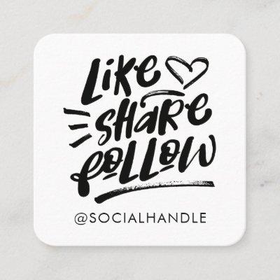 Like Share Follow Brush Script White Social Media Square