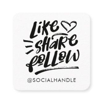 Like Share Follow Brush Script White Social Media Square