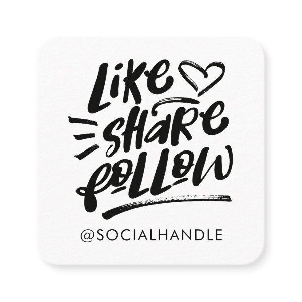 Like Share Follow Brush Script White Social Media Square