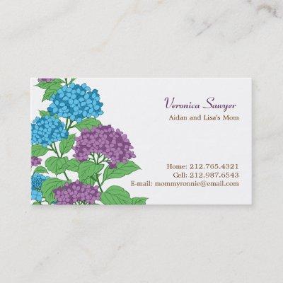 Lilac & Blue Hydrangeas Profile / Mommy Card