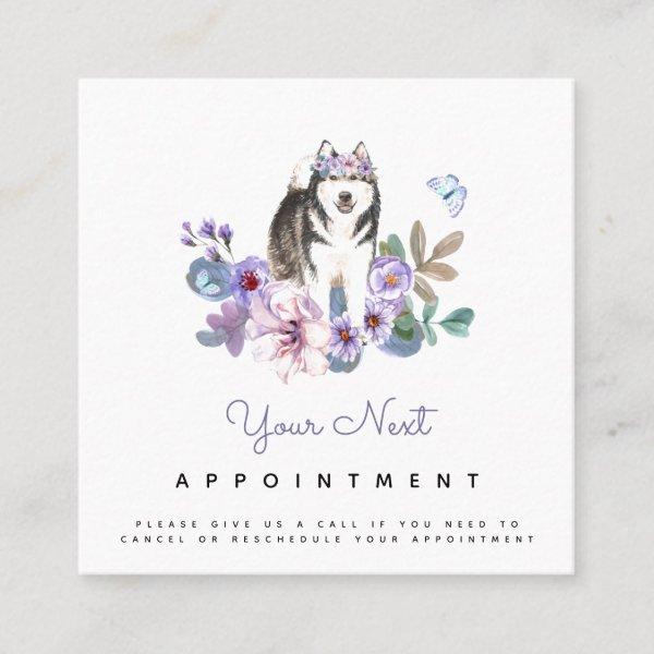 Lilac Flowers & Alaskan Malamute Dog Appointment Square