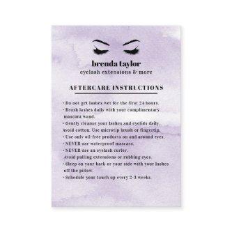 Lilac Glam Eyelash Browbar Aftercare Instructions