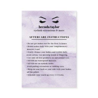 Lilac Glam Eyelash Browbar Aftercare Instructions