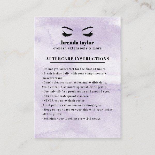 Lilac Glam Eyelash Browbar Aftercare Instructions