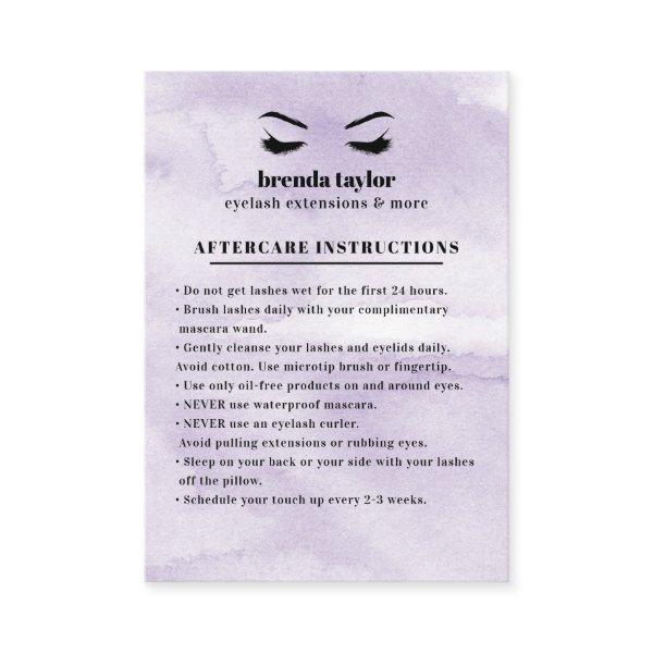 Lilac Glam Eyelash Browbar Aftercare Instructions