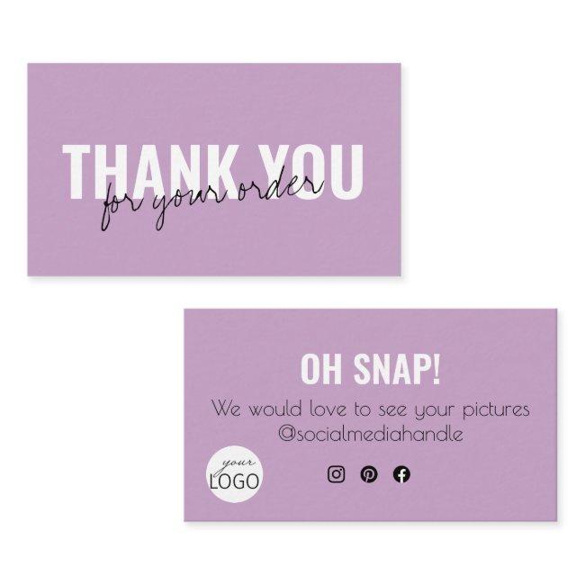 Lilac Trendy Thank you Snap & Share Custom Logo