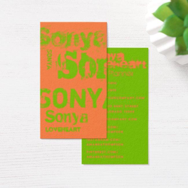 Lime Green and Orange Grunge Word Cloud