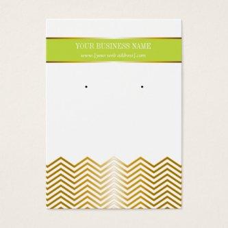 Lime Green Gold Chevron Custom Earring Card