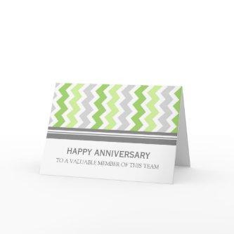 Lime Grey Chevron Employee Anniversary Card
