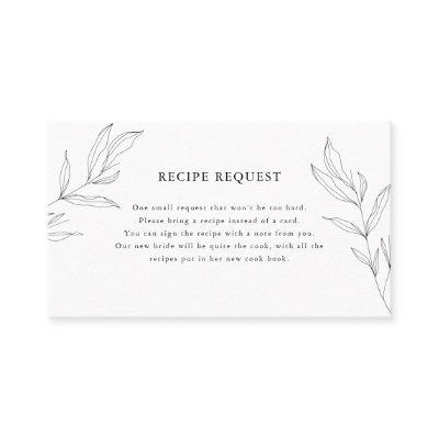 Line Drawing Foliage Leaf Recipe Request Card