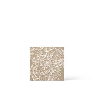 Lineart flowers poppies white on kraft paper square