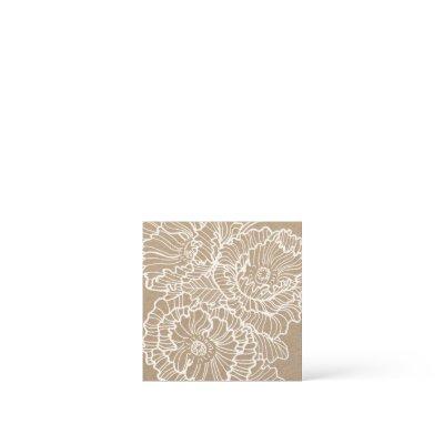 Lineart flowers poppies white on kraft paper square