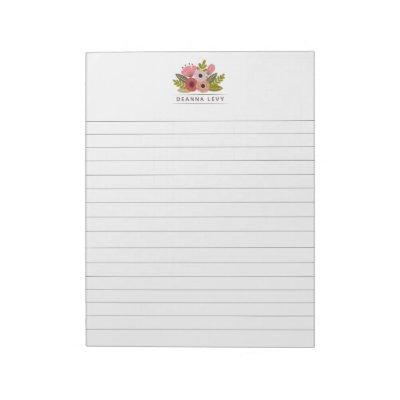 Lined Floral Bouquet Personalized Business Notepad