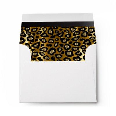 Lined Gold & Black Leopard Animal Print Envelope