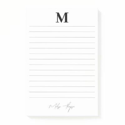 Lined Initial & Name Personal Signature Script Post-it Notes
