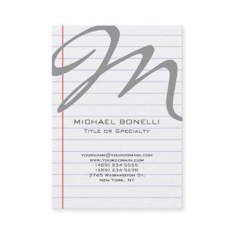 Lined paper vertical grey monogram