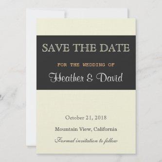 Linen Beige Grey Save the Date Wedding Invitation