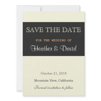 Linen Beige Grey Save the Date Wedding Invitation