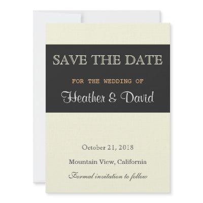 Linen Beige Grey Save the Date Wedding Invitation