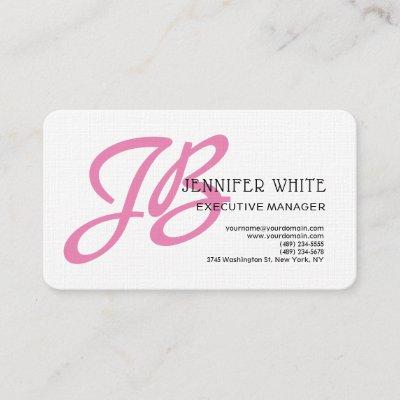 Linen Pink Monogram White Modern Feminine