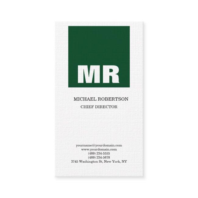 Linen Professional Monogram White Green Plain