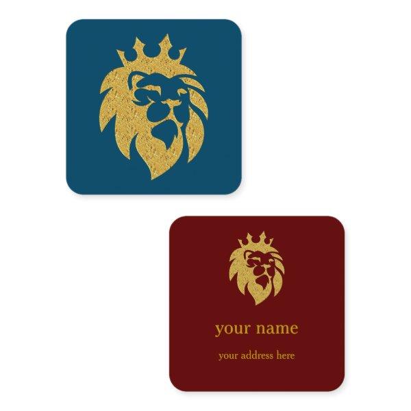 Lion With Crown - Gold Style 1 Square