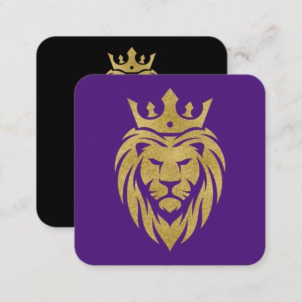 Lion With Crown - Gold Style 3 Square