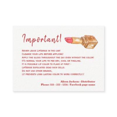 Lip color distributor application instructions