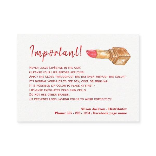 Lip color distributor application instructions