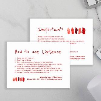 Lip color distributor application instructions