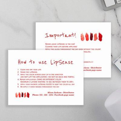 Lip color distributor application instructions