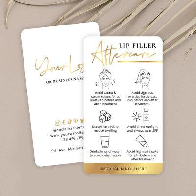 Lip Filler After Care Guide White & Gold Logo
