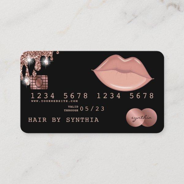 Lips makeup lipstick Credit Card Styled Rose Gold