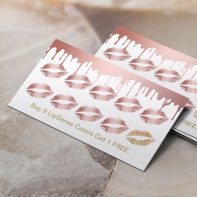 Lipstick Distributor Rose Gold Lips Beauty Salon  Loyalty Card