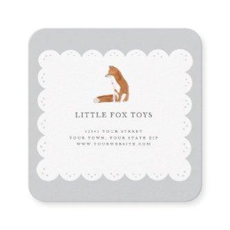 Little Fox Hand Drawn White Scallop