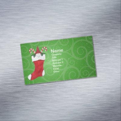 Little Gnome Red Hat In Christmas Stocking Green  Magnet